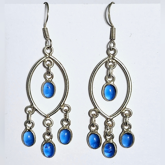 Quartz silver dangle earrings 2.25" - Picture 4 of 6